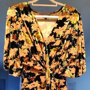 Modcloth Velvet Burnout Wrap Midi Dress, Size XL